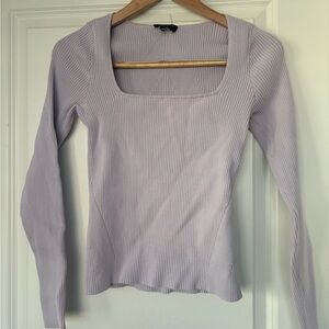 RAG AND BONE Lavender Ribbed Square Neck Top